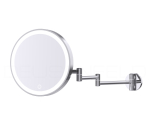 DEUSENFELD WL50CA - Akku Batterie LED Wand Kosmetikspiegel, 5x Vergrößerung, Ø20cm,  3 einstellbare Lichtfarben, 10 Min. Timer, Dimmer, 3000mAh Lithium Akku, USB, hochglanz verchromt